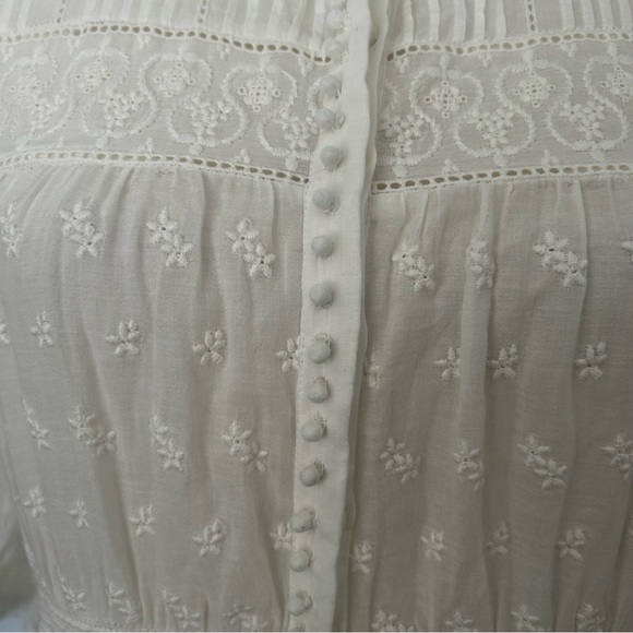 Doen Sz Large Rolande Tiered Embroidered Organic Cotton-Voile Midi Dress in Salt - Picture 13 of 16